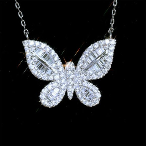 Luxury CZ buttetfly Pendant Necklace NWT - Picture 2 of 10